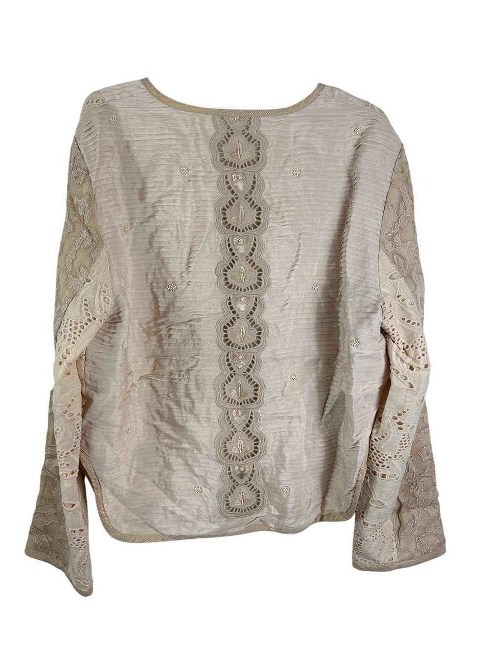 Sundance Cream Embroidered Boho Top with Tie Front GORGEOUS - Picture 2 of 10